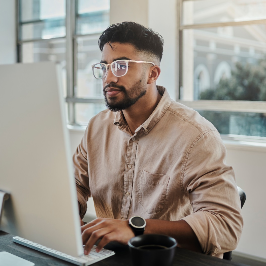 Individual in front of laptop